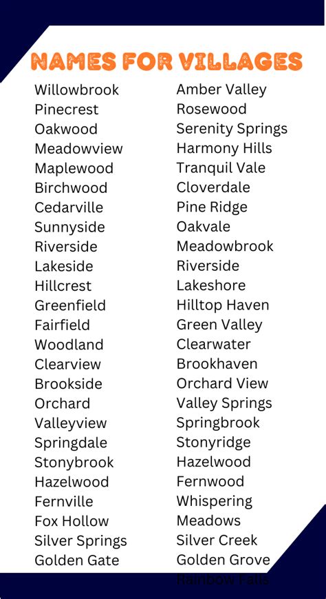 names for a village.